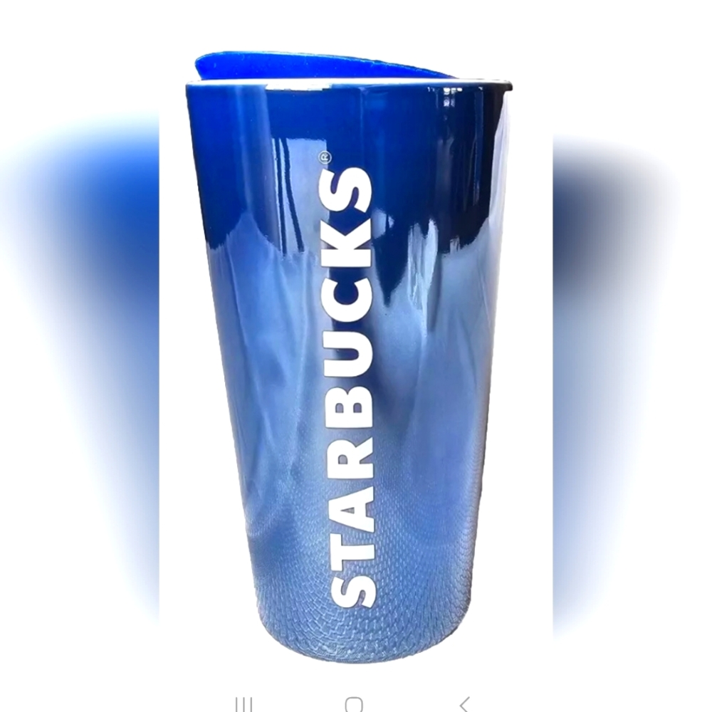 NEW, Starbucks Hanukkah 2023 Iridescent colbalt/winter blue Ceramic Hot Tumbler
